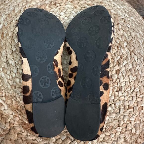 Tory Burch Abbey Leopard Print Calf Hair Patent Cap Toe Ballet Flats Size 7 M - Picture 15 of 15
